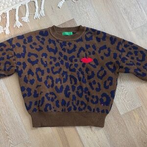 Clare V Brown and Blue Leopard Sweater